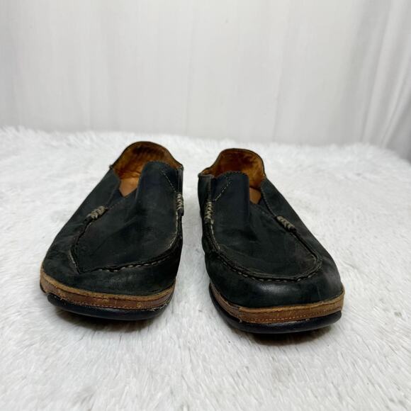 OLUKAI / Moloa black waxed leather slip on loafer shoes / 10 - Picture 5 of 10